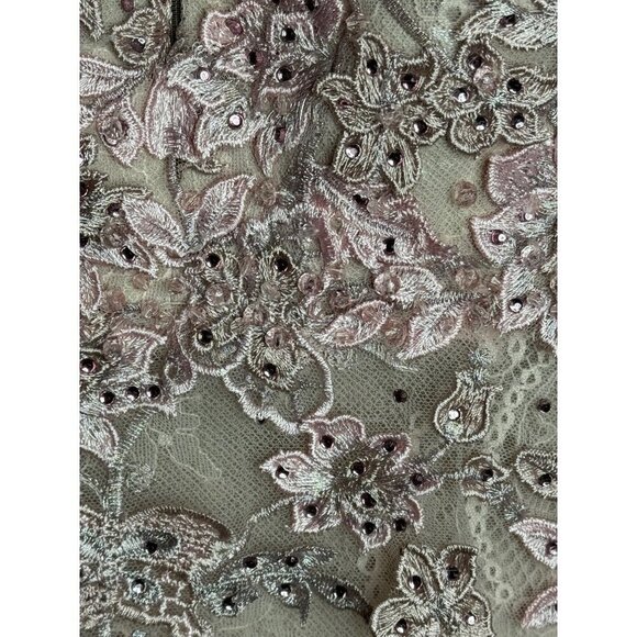 Mac Duggal 67483 Rose Pink Floral Applique Long Sleeve Illusion Gown Size 8 NWT - Picture 9 of 12